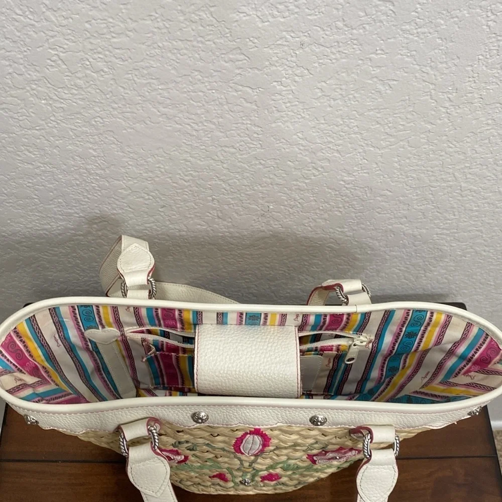 Brighton Cream & Natural Woven Floral Tote